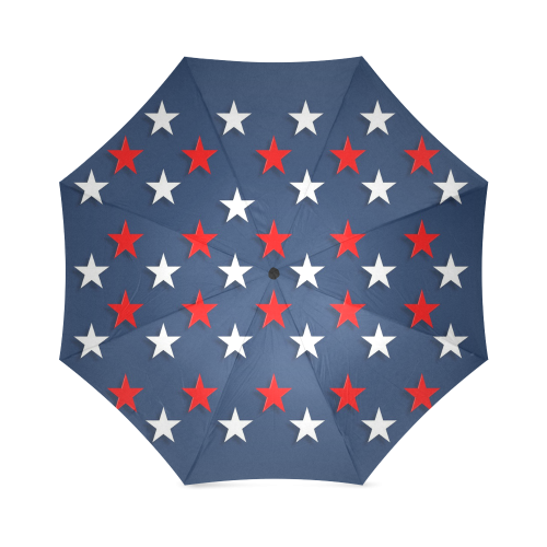 Navy Red White Stars Foldable Umbrella (Model U01)