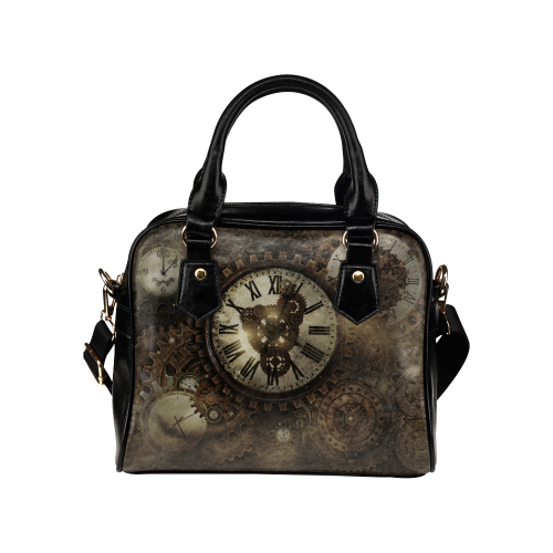 Vintage Steampunk Clocks Shoulder Handbag (Model 1634)