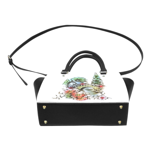 Vintage Home and Flower Garden with Bridge Classic Shoulder Handbag (Model 1653)