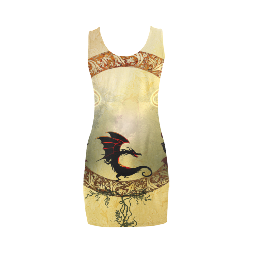 Funny cartoon dragon Medea Vest Dress (Model D06)