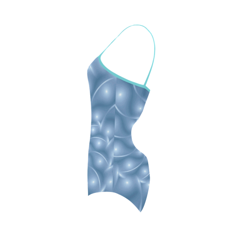 Glossy Light Blue Spiral Fractal Strap Swimsuit ( Model S05)