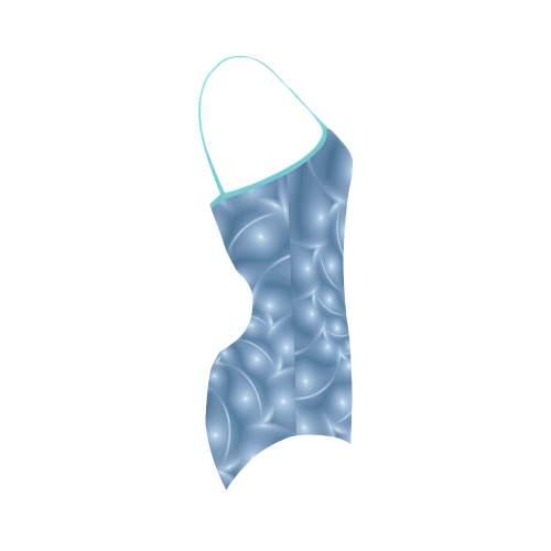 Glossy Light Blue Spiral Fractal Strap Swimsuit ( Model S05)
