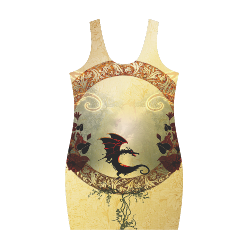 Funny cartoon dragon Medea Vest Dress (Model D06)