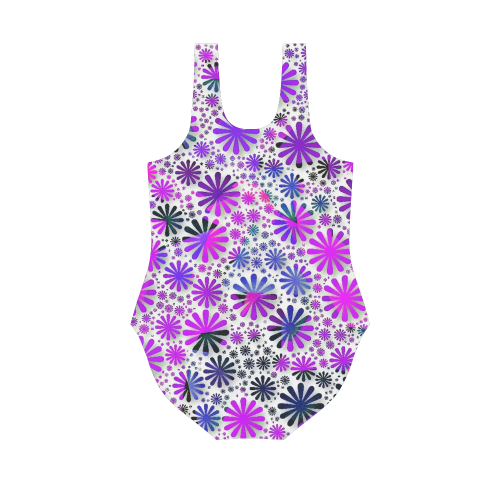 lovely allover flower shapes pink Vest One Piece Swimsuit (Model S04)