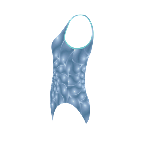 Glossy Light Blue Spiral Fractal Vest One Piece Swimsuit (Model S04)