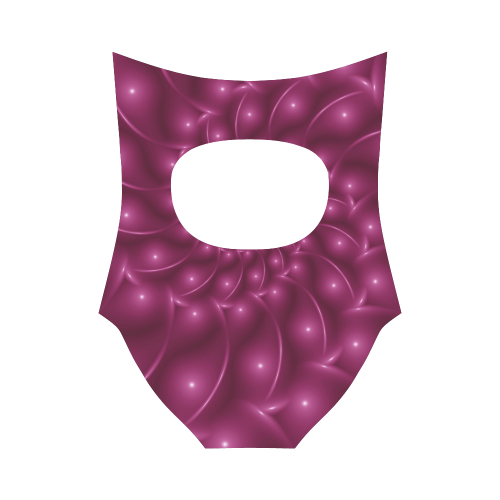 Glossy Plum Pink Spiral Fractal Strap Swimsuit ( Model S05)