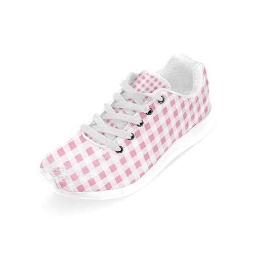 Petal Pink Gingham Women’s Running Shoes (Model 020)