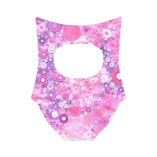 lovely allover ring shapes flowers hot  pink Strap Swimsuit ( Model S05)