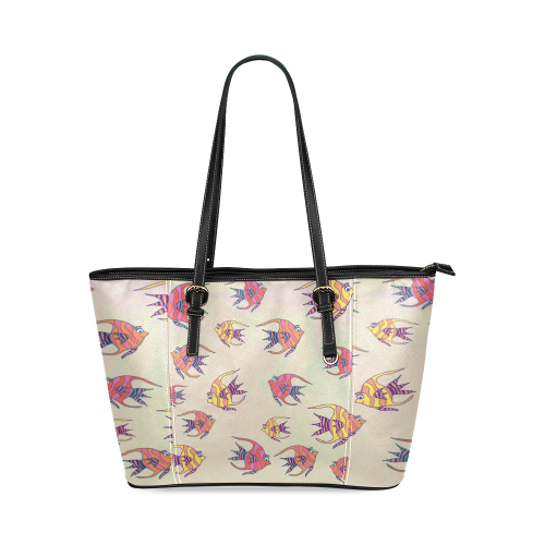 Angel Fish Leather Tote Bag/Small (Model 1640)