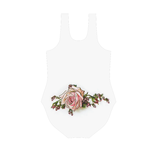 Vintage Rose Floral Vest One Piece Swimsuit (Model S04)