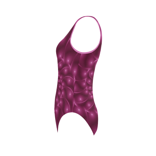 Glossy Plum Pink Spiral Fractal Vest One Piece Swimsuit (Model S04)