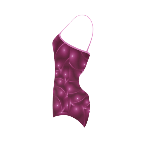 Glossy Plum Pink Spiral Fractal Strap Swimsuit ( Model S05)