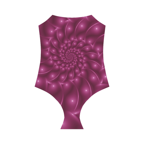 Glossy Plum Pink Spiral Fractal Strap Swimsuit ( Model S05)