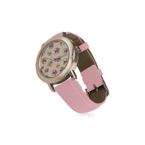 Angel Fish Women's Rose Gold Leather Strap Watch(Model 201)
