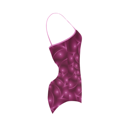 Glossy Plum Pink Spiral Fractal Strap Swimsuit ( Model S05)
