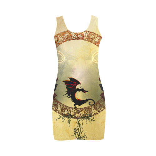 Funny cartoon dragon Medea Vest Dress (Model D06)