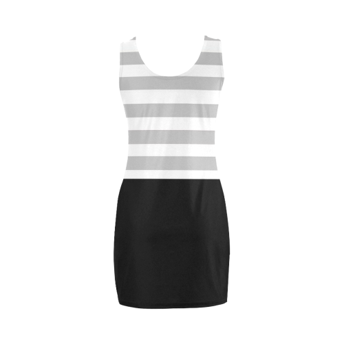 gray black and white stripes Medea Vest Dress (Model D06)