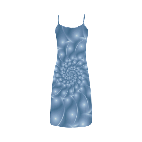 Glossy Light Blue Spiral Fractal Alcestis Slip Dress (Model D05)