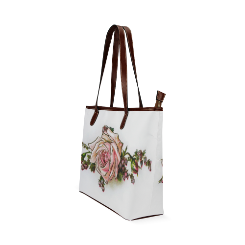 Vintage Rose Floral Shoulder Tote Bag (Model 1646)