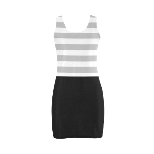 gray black and white stripes Medea Vest Dress (Model D06)