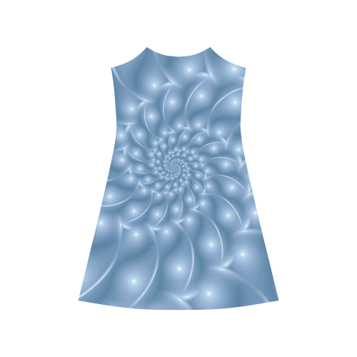 Glossy Light Blue Spiral Fractal Alcestis Slip Dress (Model D05)