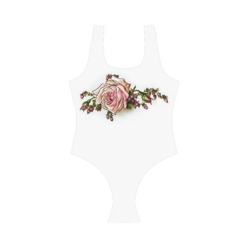 Vintage Rose Floral Vest One Piece Swimsuit (Model S04)
