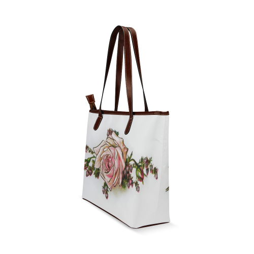 Vintage Rose Floral Shoulder Tote Bag (Model 1646)