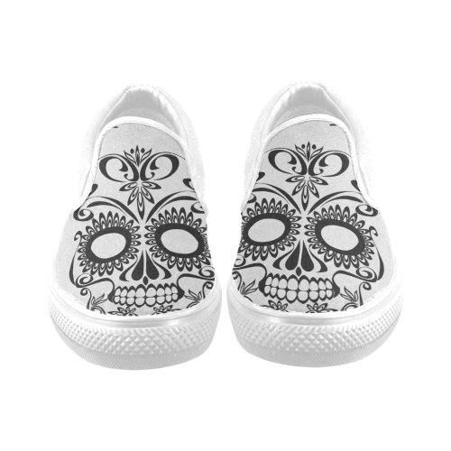 Skull_2015_0407 Women's Unusual Slip-on Canvas Shoes (Model 019)