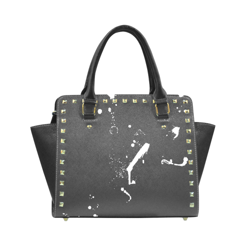 Paint splatters white VAS2 Rivet Shoulder Handbag (Model 1645)