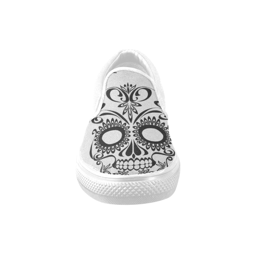 Skull_2015_0407 Women's Unusual Slip-on Canvas Shoes (Model 019)