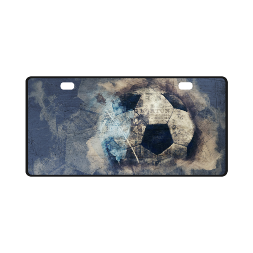 Abstract Blue Grunge Soccer License Plate