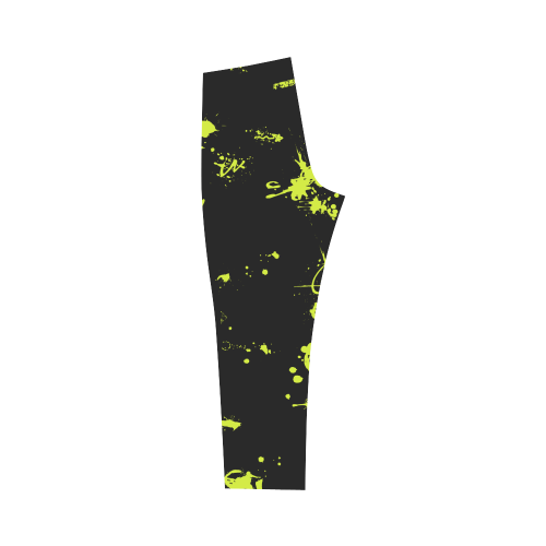 Paint splatters green black VAS2 Capri Legging (Model L02)