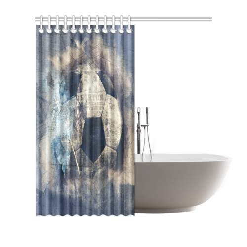 Abstract Blue Grunge Soccer Shower Curtain 72"x72"