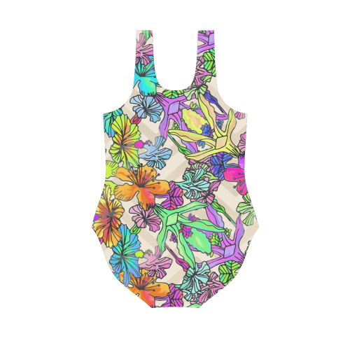 Floral20151020 Vest One Piece Swimsuit (Model S04)