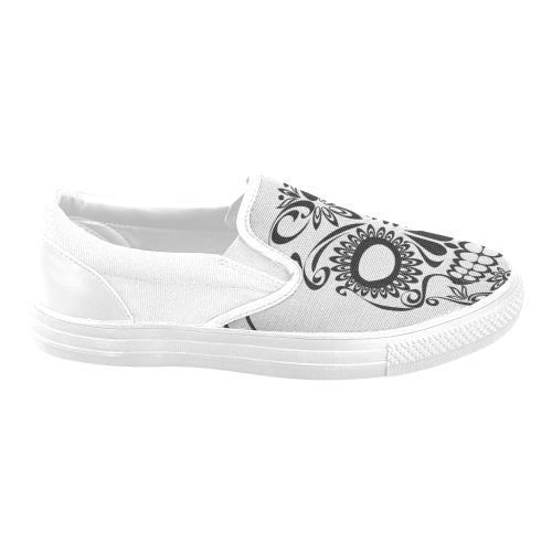 Skull_2015_0407 Women's Unusual Slip-on Canvas Shoes (Model 019)