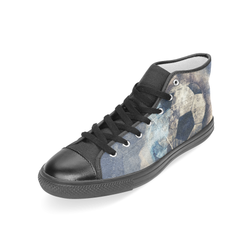 Abstract Blue Grunge Soccer Women's Classic High Top Canvas Shoes (Model 017)