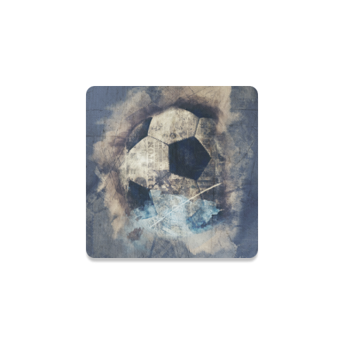Abstract Blue Grunge Soccer Square Coaster