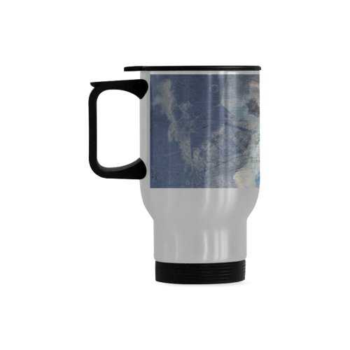 Abstract Blue Grunge Soccer Travel Mug (Silver) (14 Oz)