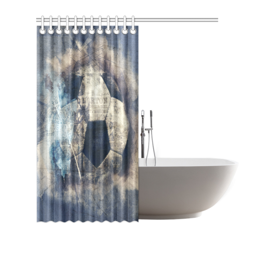 Abstract Blue Grunge Soccer Shower Curtain 66"x72"