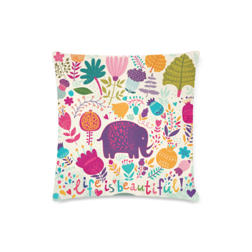 Elephant Custom Zippered Pillow Case 16"x16" (one side)