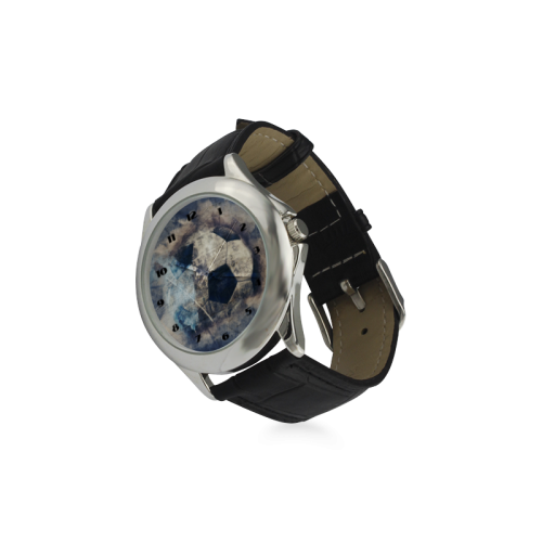 Abstract Blue Grunge Soccer Women's Classic Leather Strap Watch(Model 203)