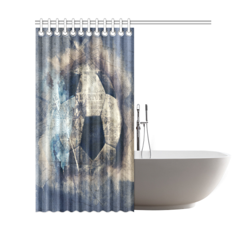 Abstract Blue Grunge Soccer Shower Curtain 69"x70"