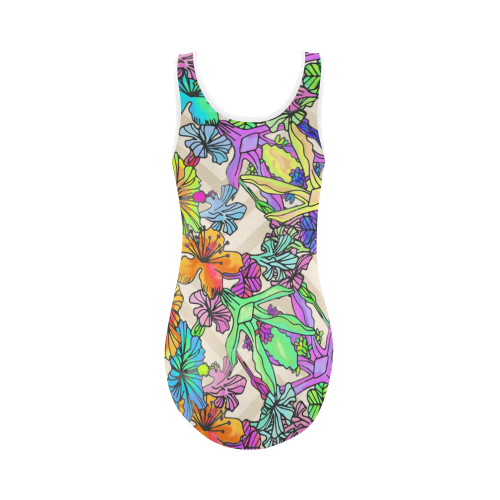 Floral20151020 Vest One Piece Swimsuit (Model S04)