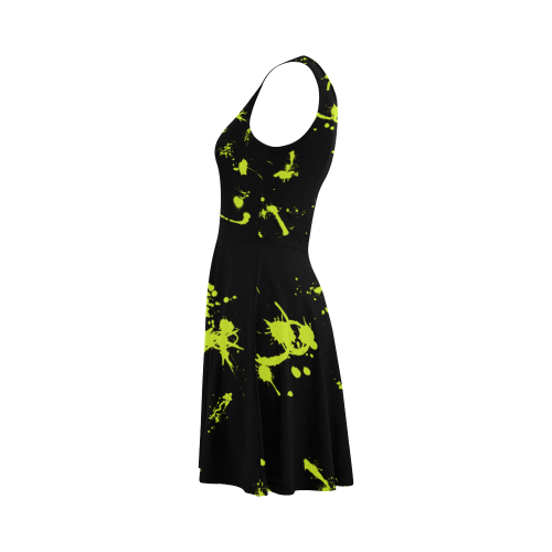 Paint splatters apple green black VAS2 Atalanta Sundress (Model D04)