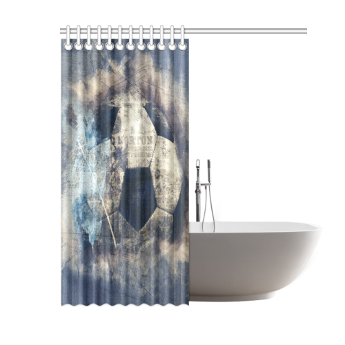 Abstract Blue Grunge Soccer Shower Curtain 60"x72"
