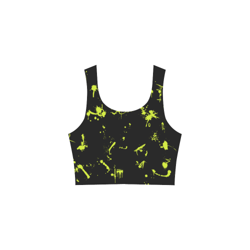 Paint splatters apple green black VAS2 Atalanta Sundress (Model D04)