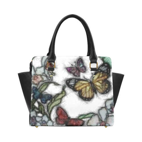 Butterflies and Flowers Classic Shoulder Handbag (Model 1653)