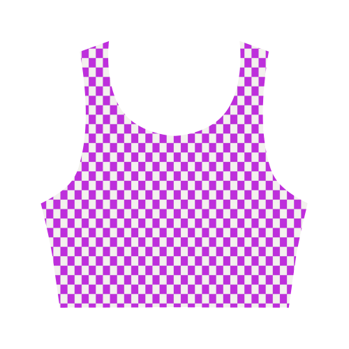 Bright Purple Gingham Women's Crop Top (Model T42)