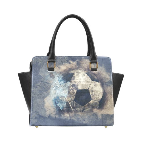 Abstract Blue Grunge Soccer Rivet Shoulder Handbag (Model 1645)