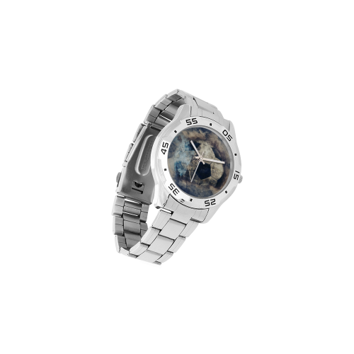 Abstract Blue Grunge Soccer Men's Stainless Steel Analog Watch(Model 108)